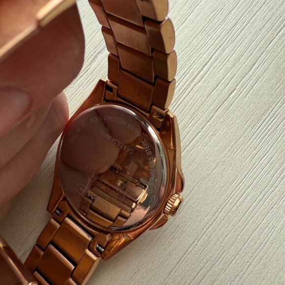 Coach Tristen Rose Gold Plated Stainless Steel Crystal Mother of Pearl Watch - Picture 9 of 14